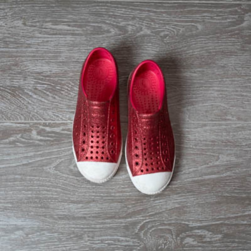 Girls Red Sparkly Native Shoes